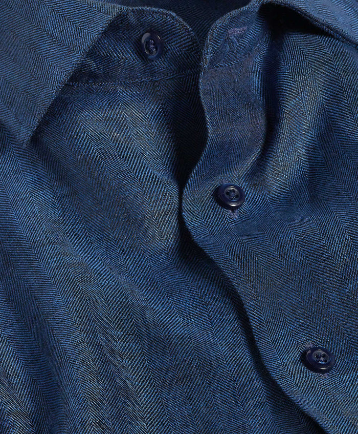 TBMS12109412 | Navy Linen Dress Shirt
