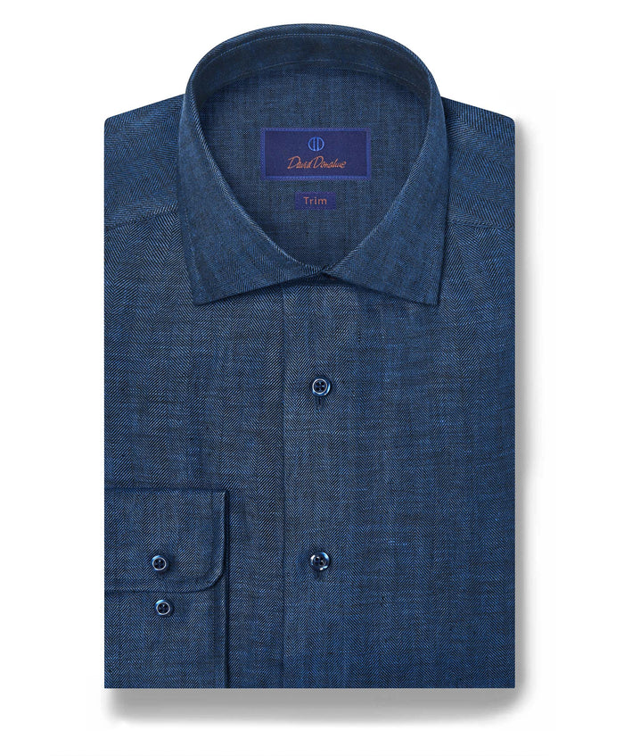 TBMS12109412 | Navy Linen Dress Shirt