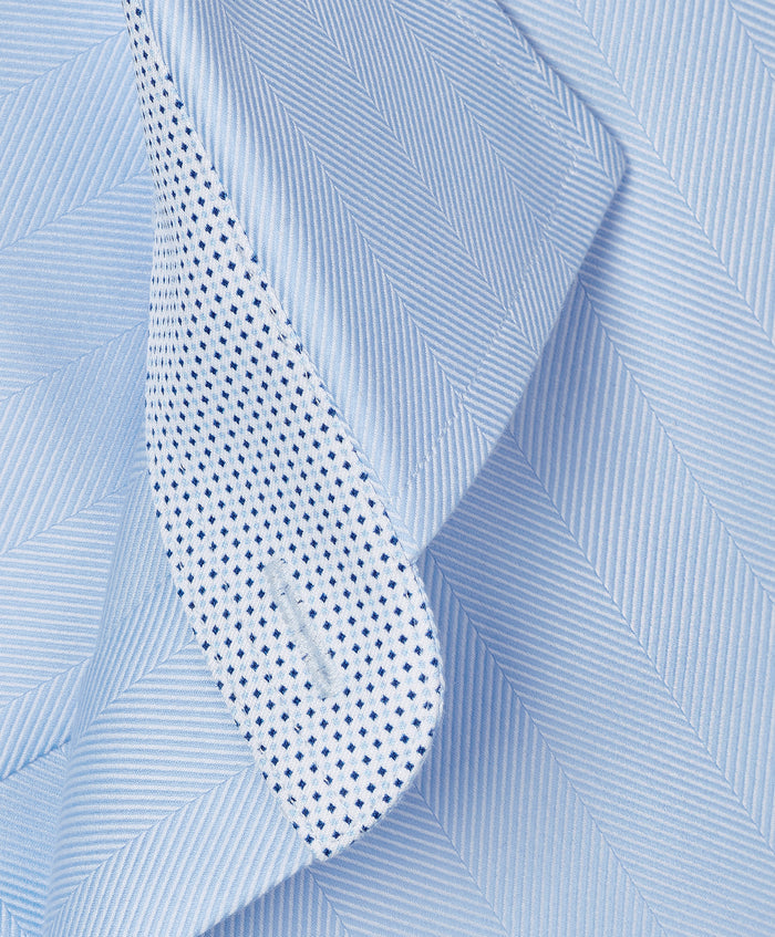 TBMS13100454 | Sky Contrast Herringbone Solid Dress Shirt