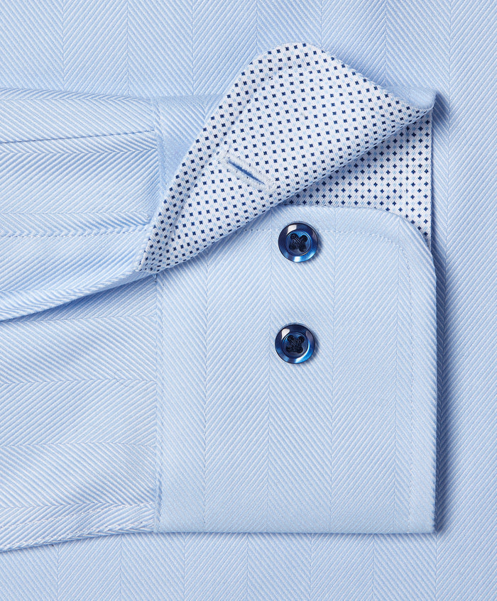 TBMS13100454 | Sky Contrast Herringbone Solid Dress Shirt