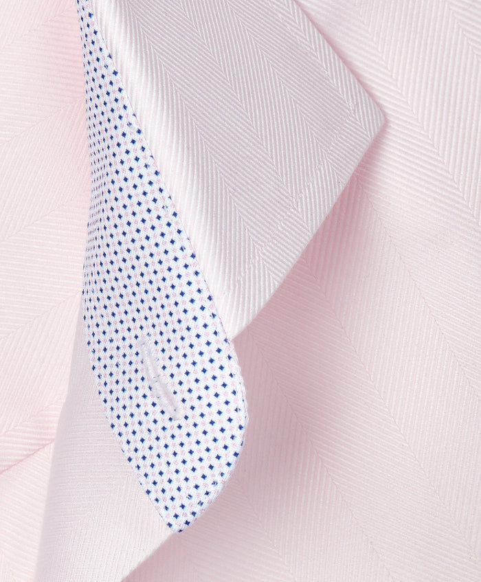 TBMS13100650 | Pink Contrast Herringbone Solid Dress Shirt