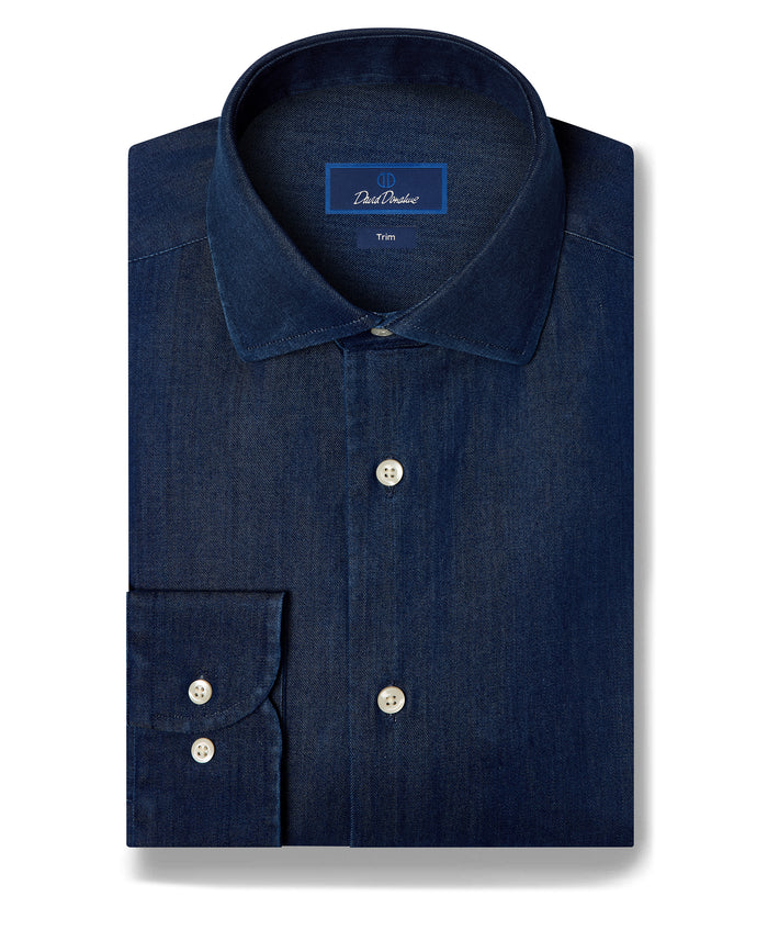 TBMS13103476 | Denim Twill Solid Dress Shirt