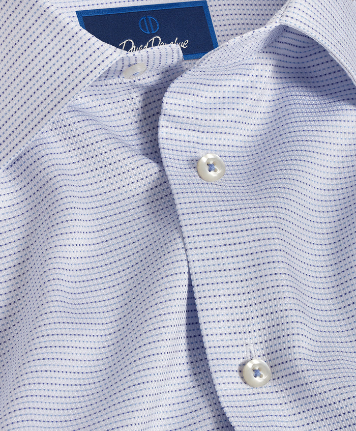 TBSP10006135 | White & Blue Micro Dobby Dot Dress Shirt