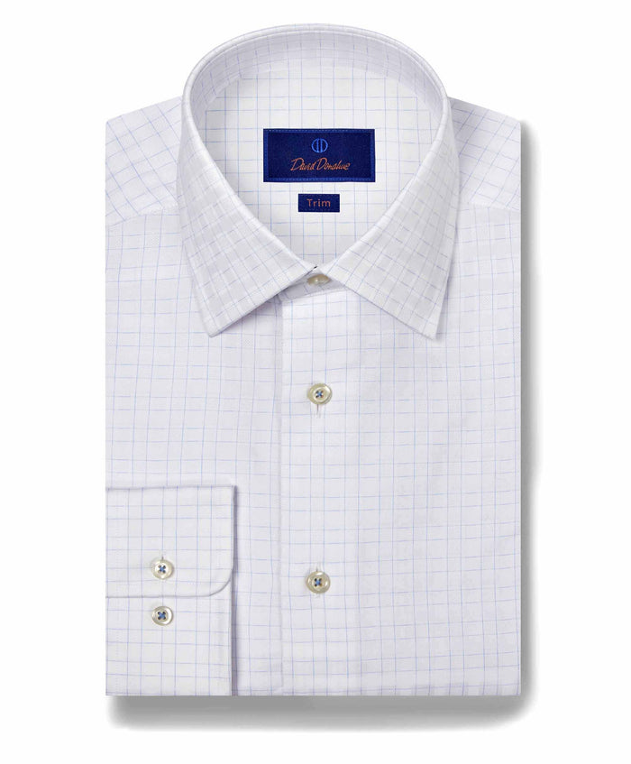 TBSP11851136 | White & Sky Dobby Check Dress Shirt
