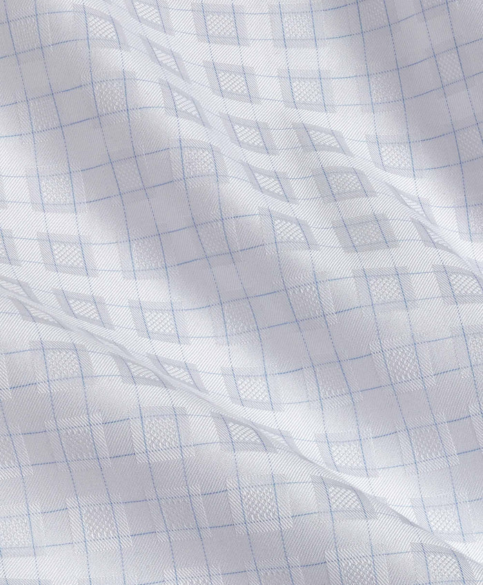 TBSP11851136 | White & Sky Dobby Check Dress Shirt