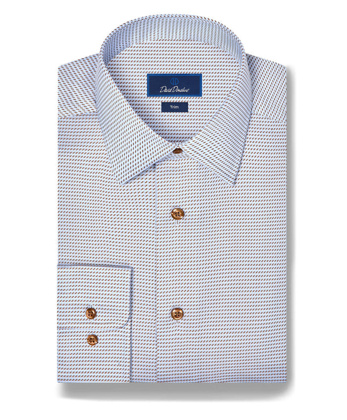 TBSP13001421 | Sky & Chocolate Textured Twill Dress Shirt