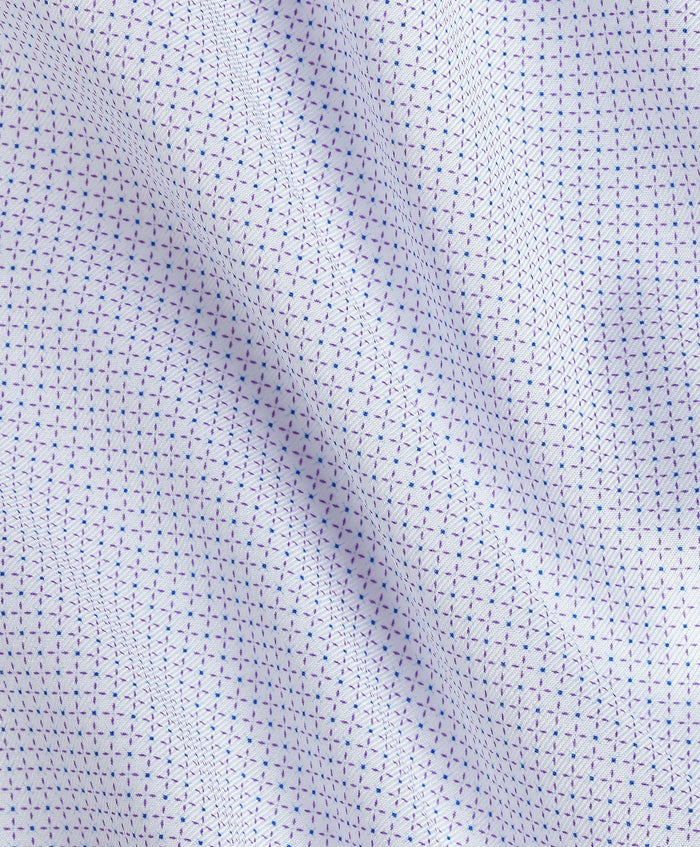 TBSP13005133 | White & Lilac Micro Geometric Print Stretch Dress Shirt