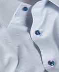 TBSP13005135 | White & Blue Micro Geometric Print Stretch Dress Shirt