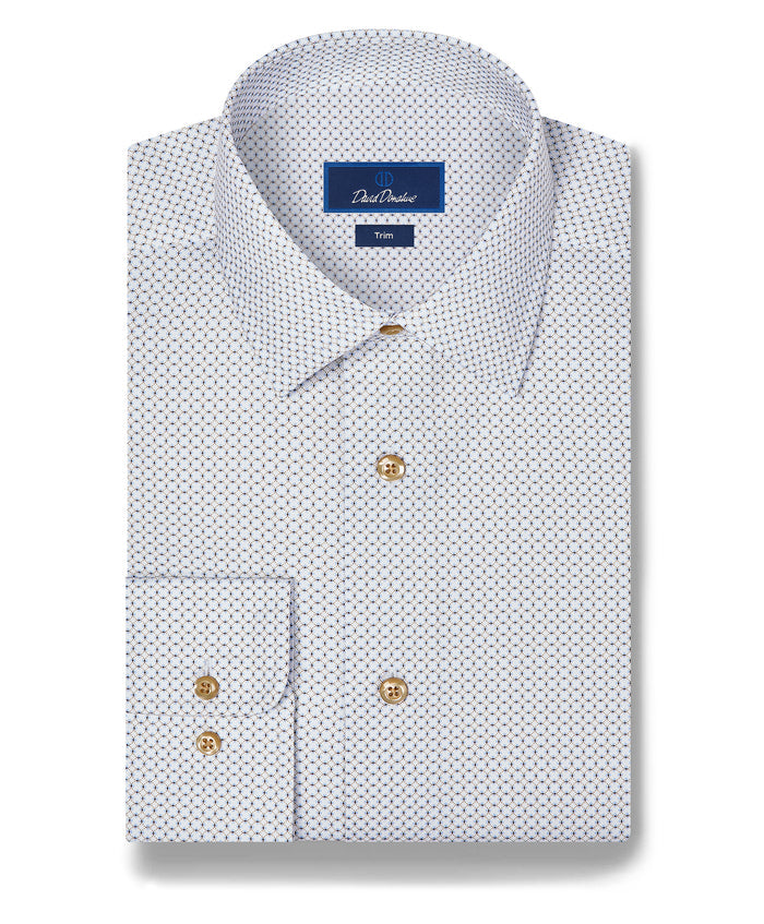 TBSP13601124 | White & Dune Geometric Print Dress Shirt