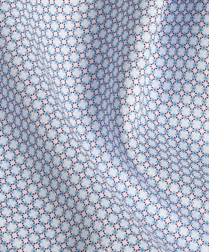 TBSP13601165 | White & Merlot Geometric Print Dress Shirt