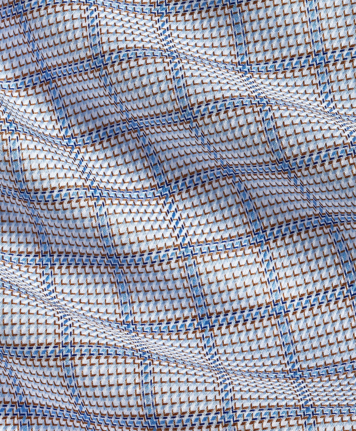 TBSP13807215 | Chocolate & Blue Textured Windowpane Dress Shirt
