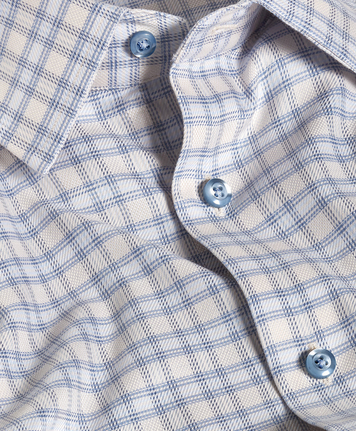 TBSP13809286 | Sand & Blue Dobby Check Dress Shirt