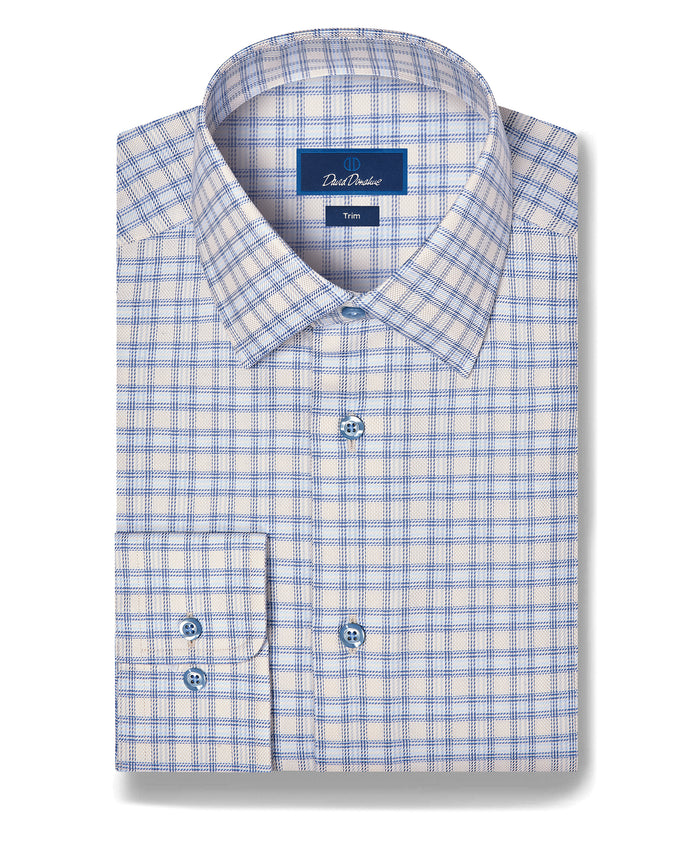 TBSP13809286 | Sand & Blue Dobby Check Dress Shirt