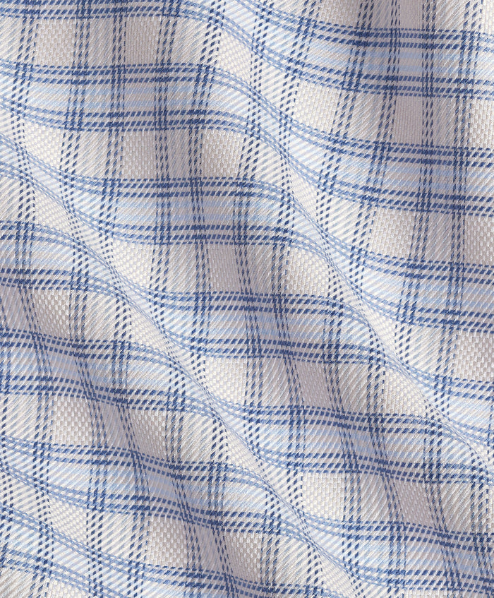 TBSP13809286 | Sand & Blue Dobby Check Dress Shirt