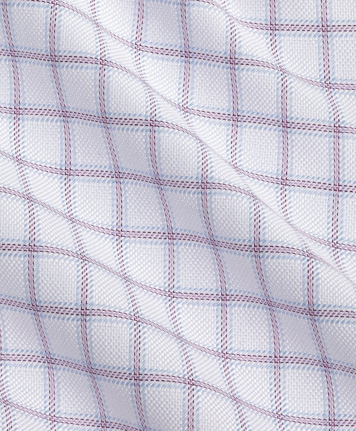 TBSP13810165 | White & Merlot Windowpane Check Dress Shirt