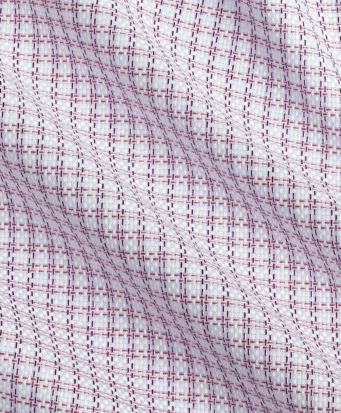 TBSP13811165 | White & Merlot Textured Check Dress Shirt