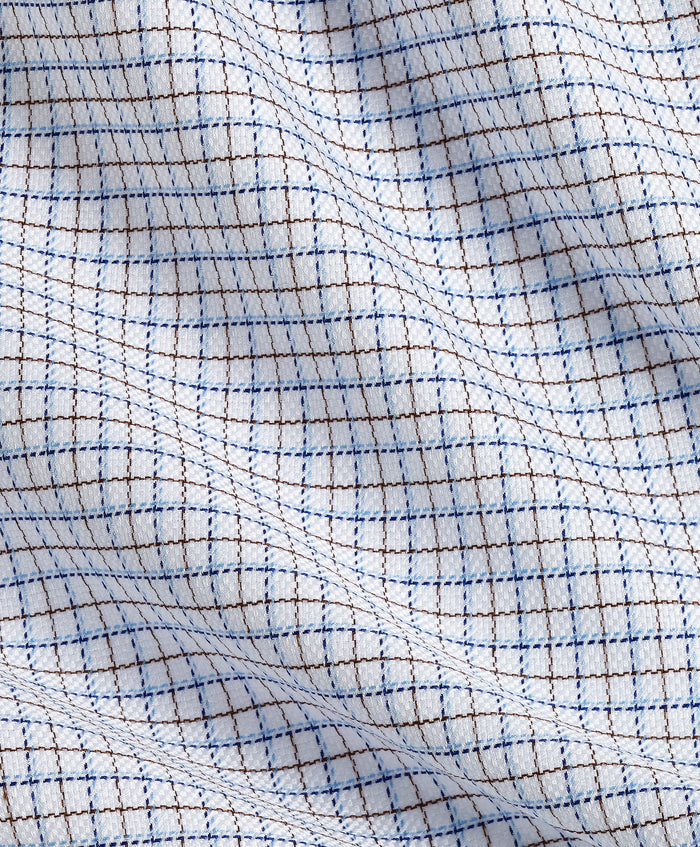 TBSP13812427 | Blue & Chocolate Dobby Check Dress Shirt