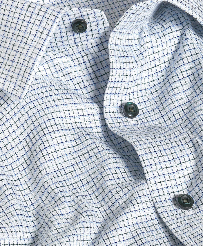 TBSP13812448 | Blue & Green Dobby Check Dress Shirt