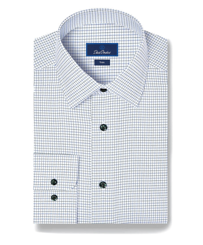 TBSP13812448 | Blue & Green Dobby Check Dress Shirt