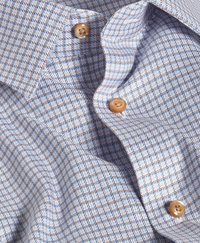 TBSP13817421 | Sky & Chocolate Twill Check Dress Shirt