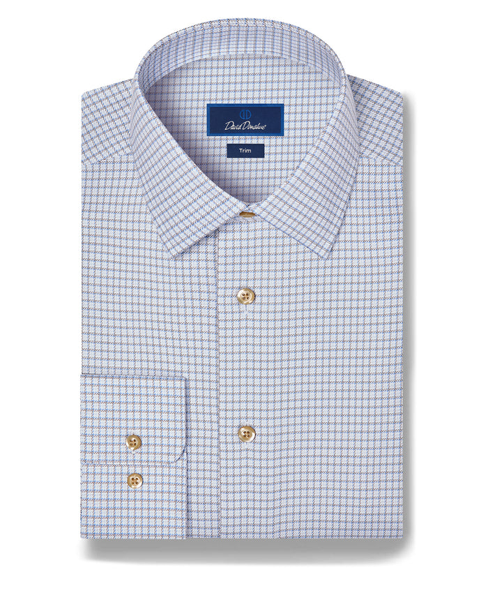 TBSP13817421 | Sky & Chocolate Twill Check Dress Shirt