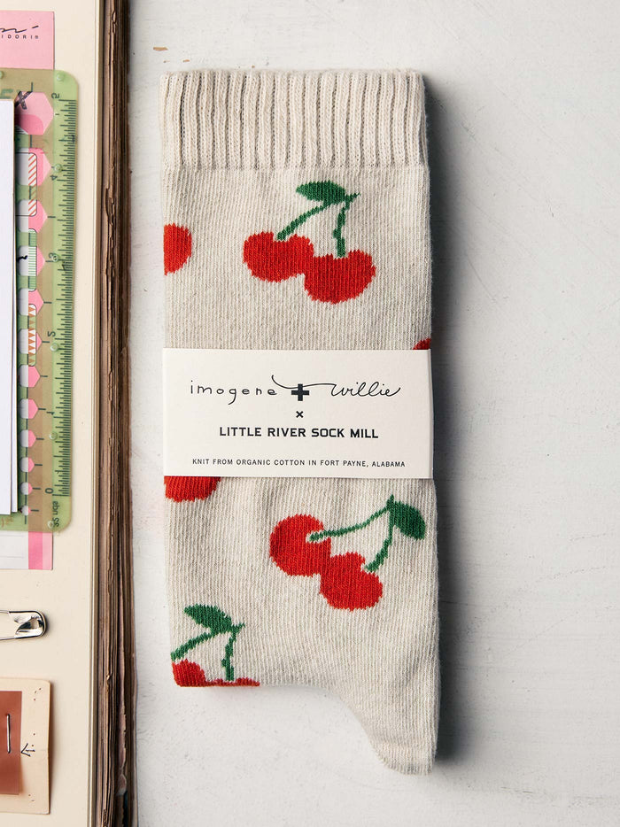 Light Gray the "cherry" sock