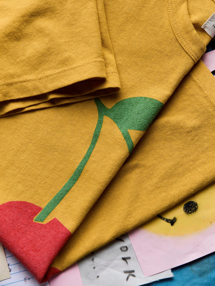 Dark Khaki the "cherry" tee in gold