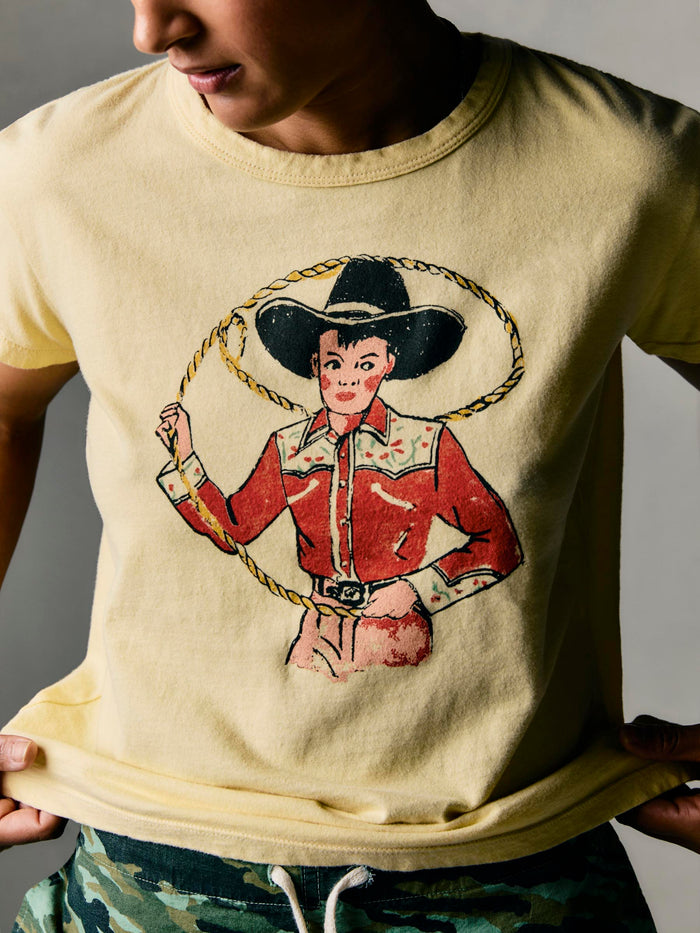 Tan the "lasso" drop tee