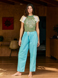 Black the lounge pant in aqua poplin