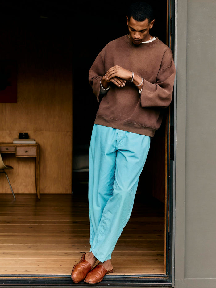 Black the lounge pant in aqua poplin