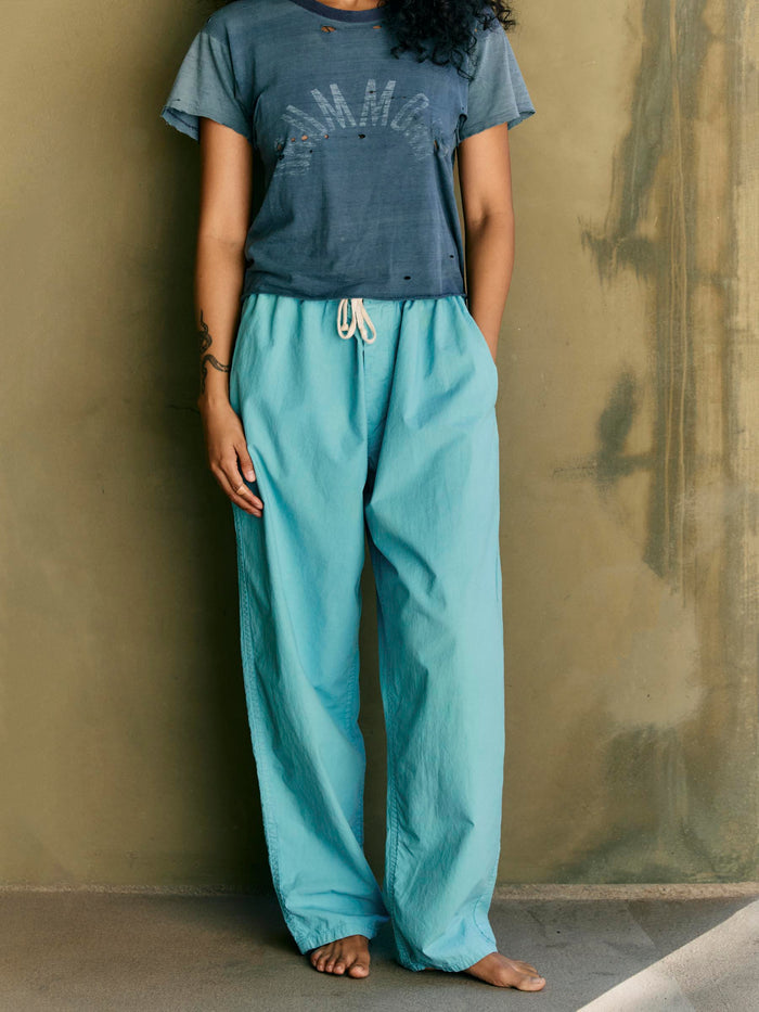 Dim Gray the lounge pant in aqua poplin