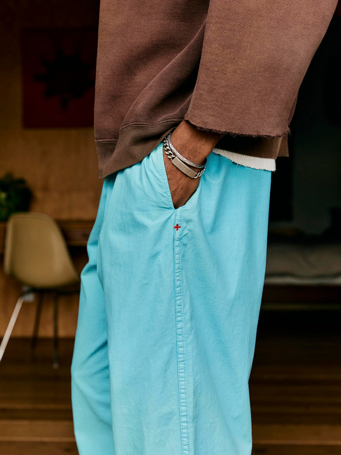 Black the lounge pant in aqua poplin