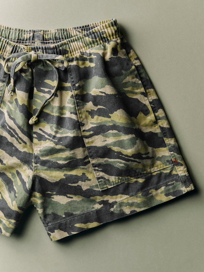Dark Sea Green the lounge short in brushstroke camo