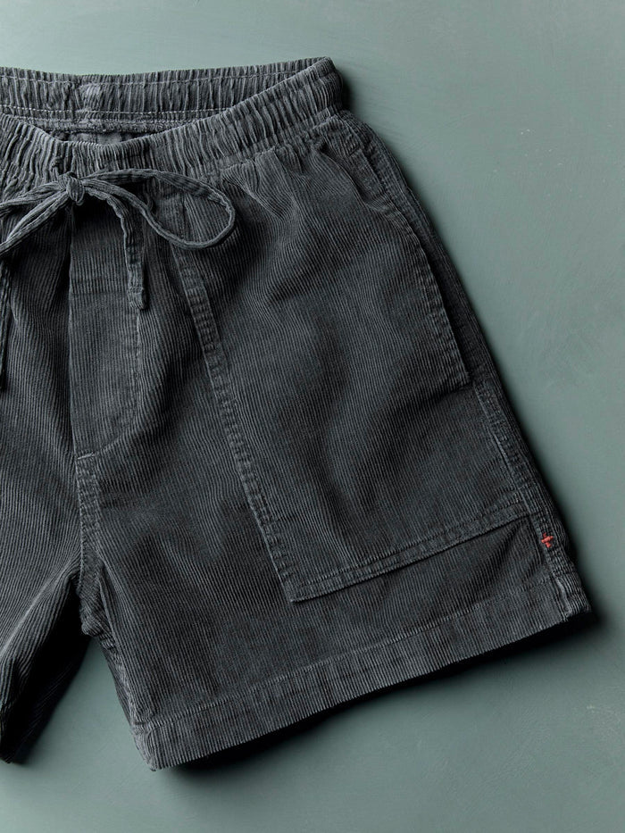 Dark Slate Gray the lounge short in sunfaded black cord