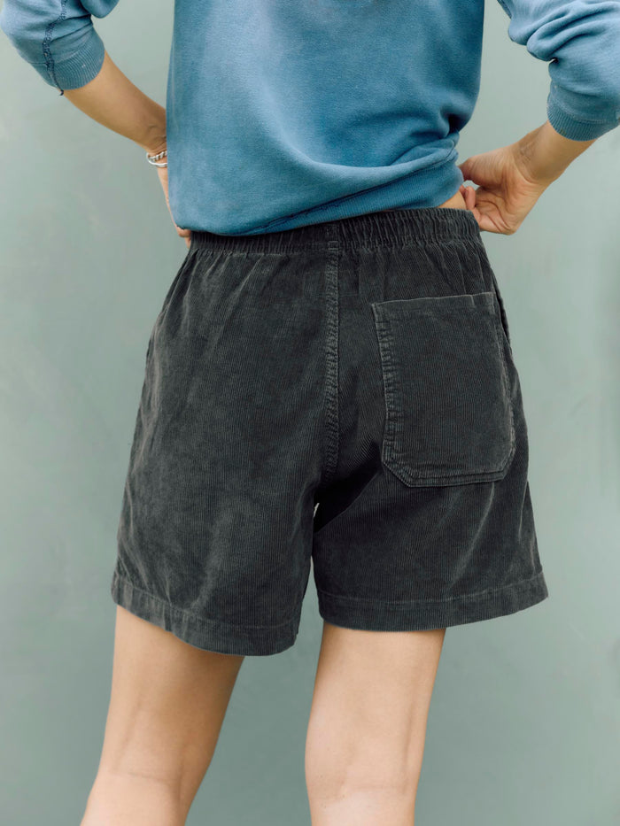 Dark Slate Gray the lounge short in sunfaded black cord