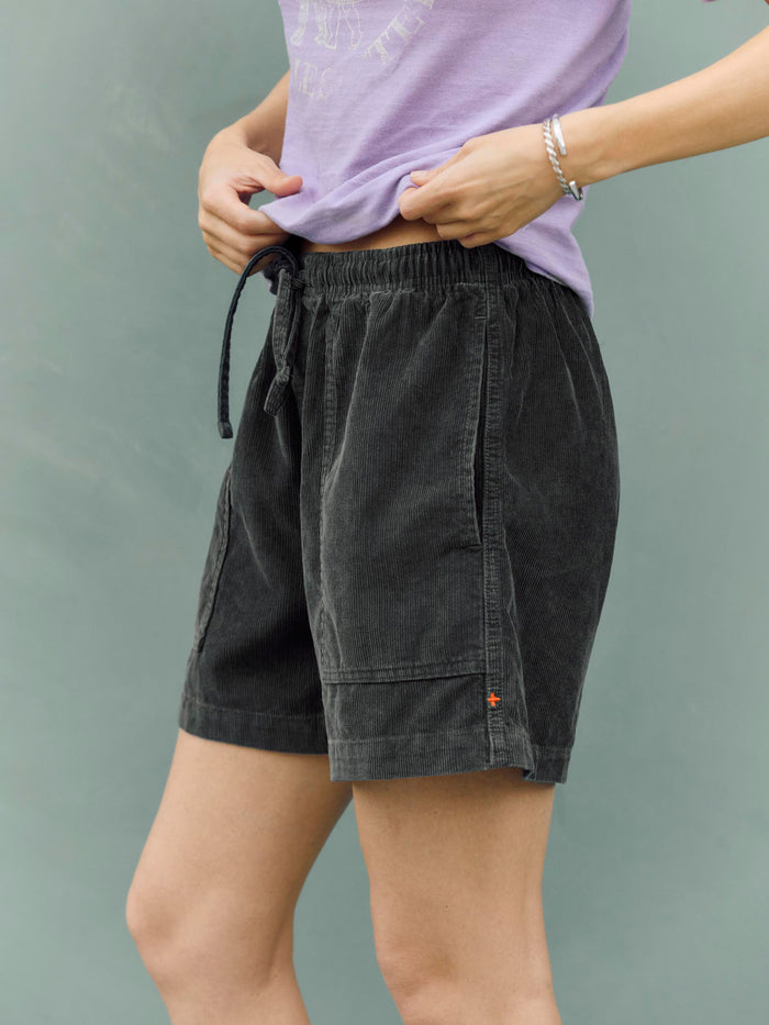 Light Slate Gray the lounge short in sunfaded black cord