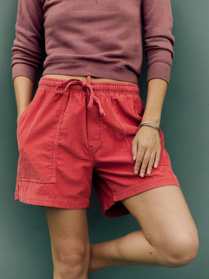 Dim Gray the lounge short in sunfaded red cord