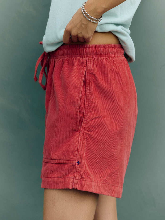 Dim Gray the lounge short in sunfaded red cord