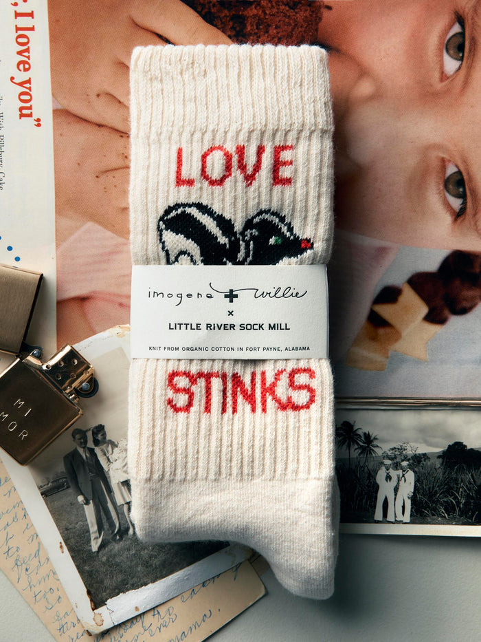 Light Gray the "love stinks" sock