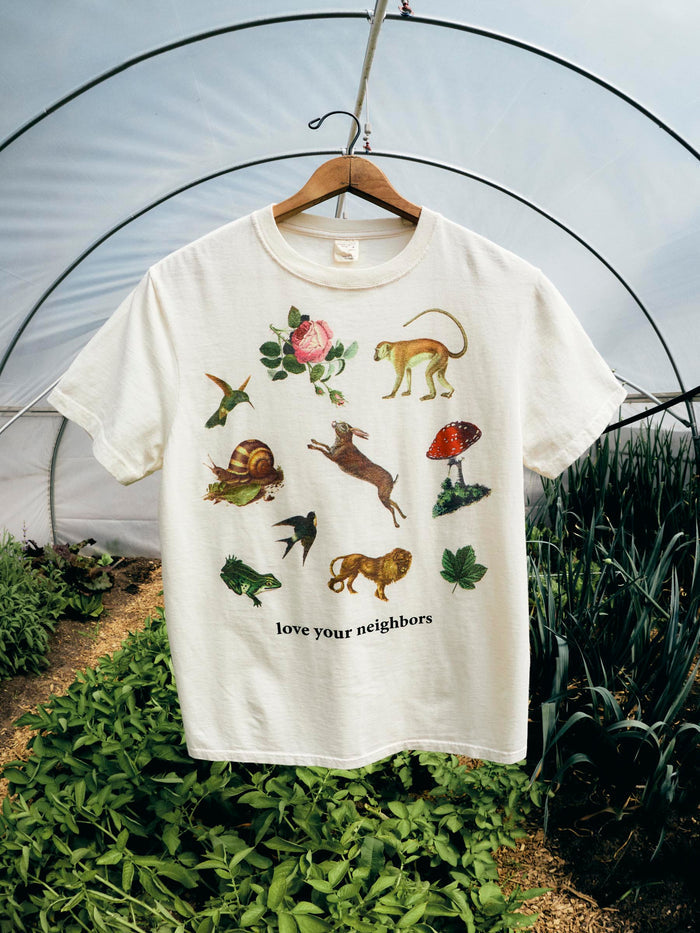 Antique White the "love your neighbors" tee