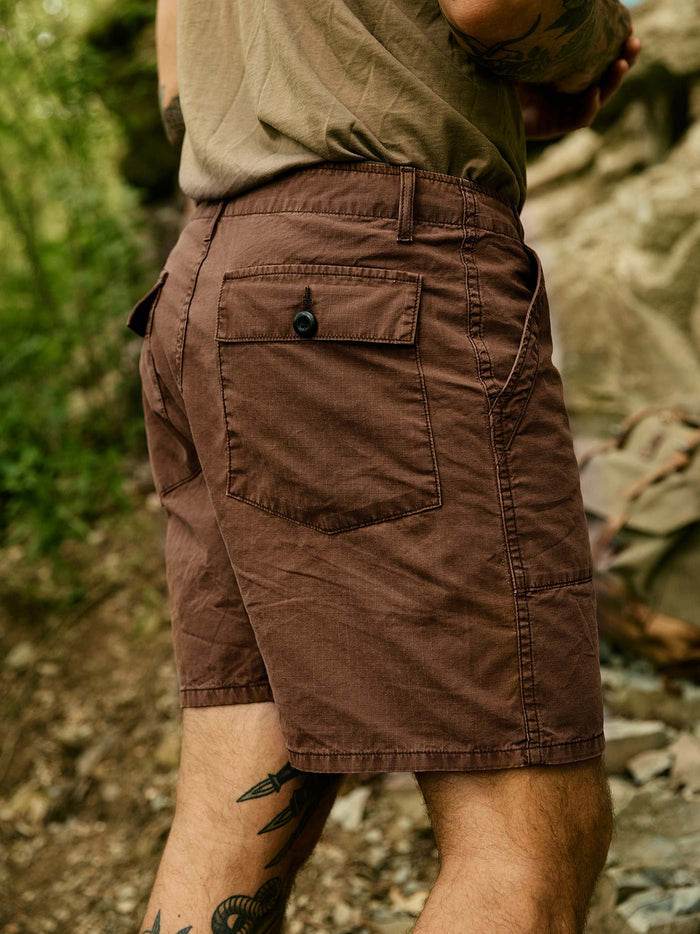 Dark Olive Green the ripstop fatigue short in brown