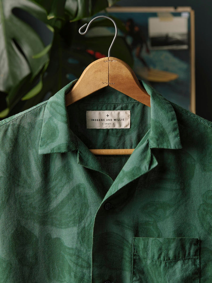 Dark Slate Gray the serra camp shirt in painted botanic