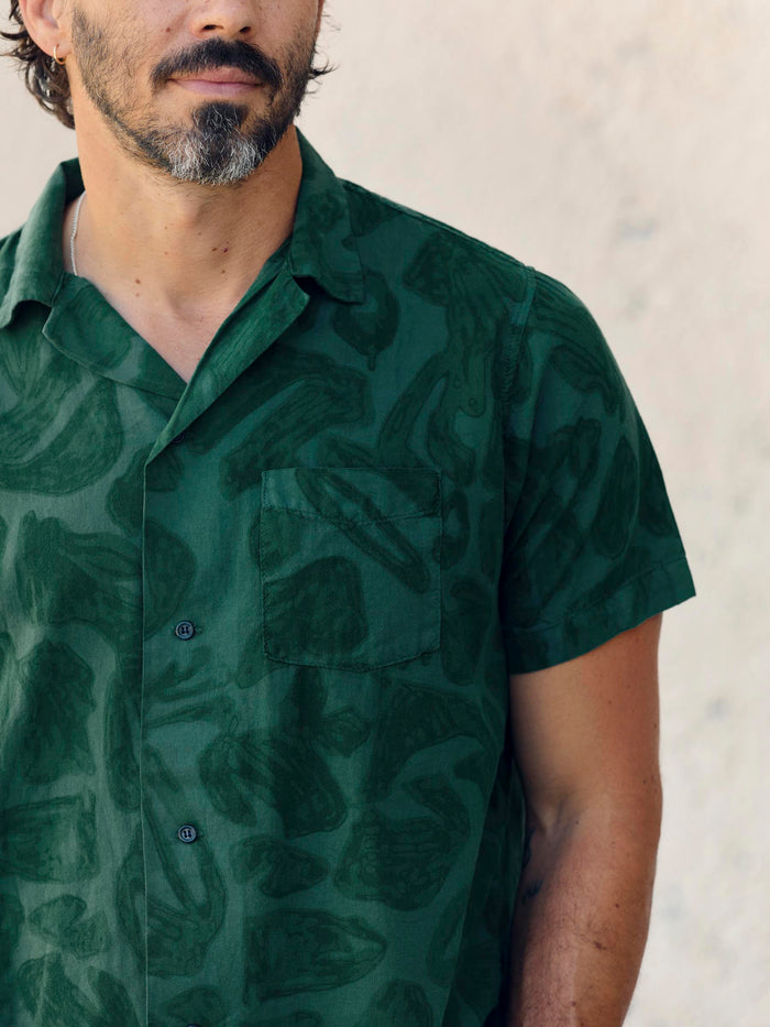 Light Gray the serra camp shirt in painted botanic
