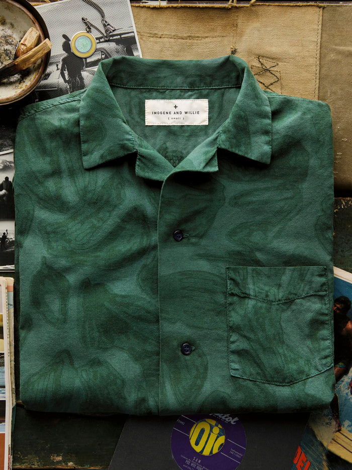 Dark Slate Gray the serra camp shirt in painted botanic