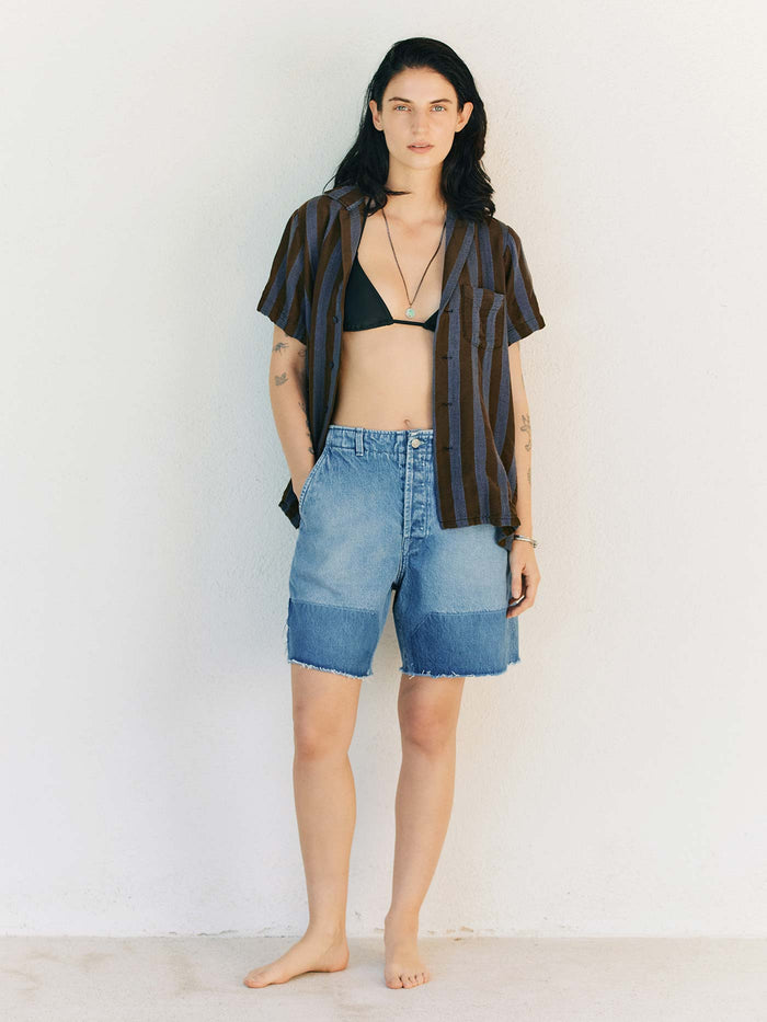Light Gray the sunfair shirt in indigo jacquard stripe