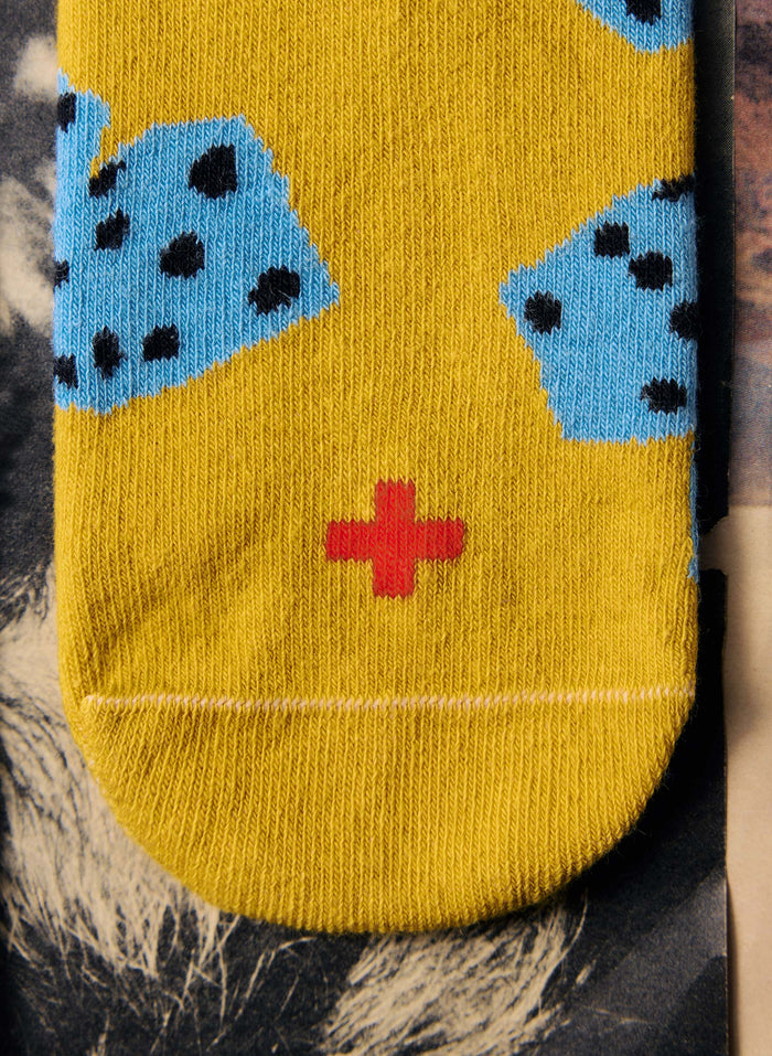 Goldenrod the "tumblin dice" sock in gold