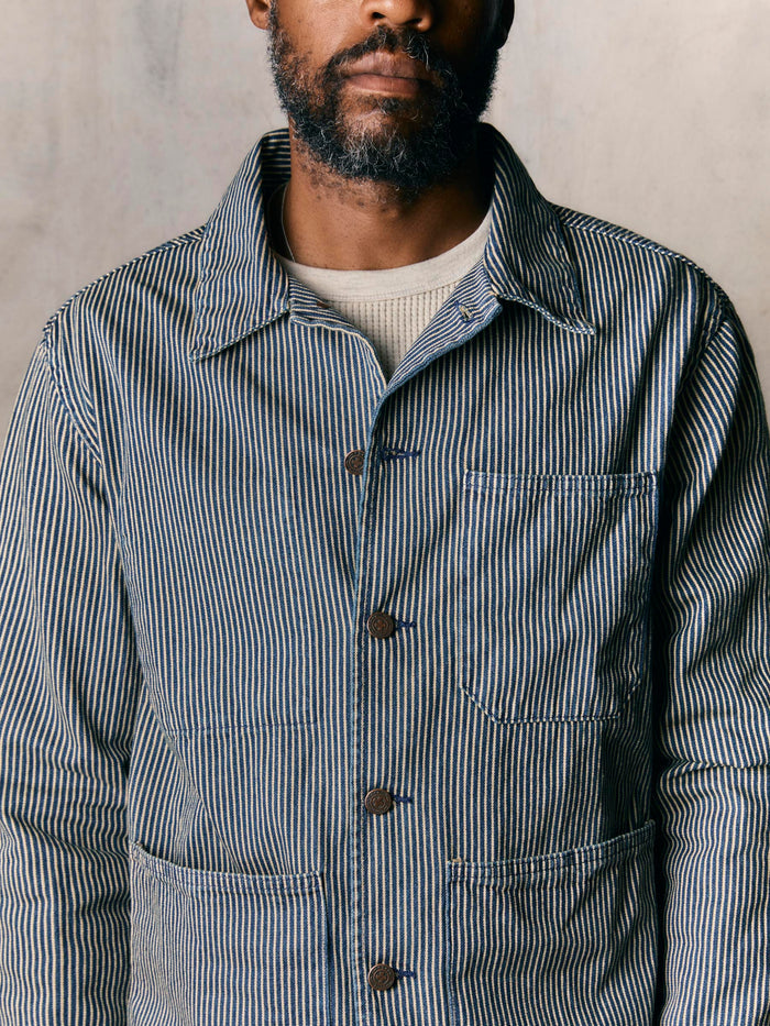 Dark Slate Gray the utility coat in hickory stripe
