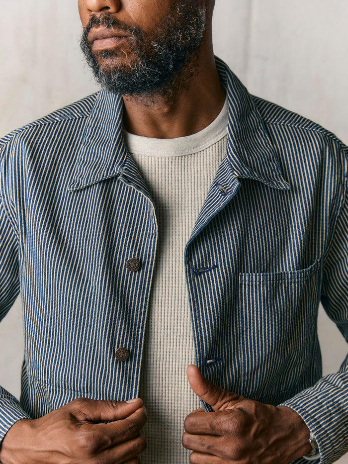 Dark Slate Gray the utility coat in hickory stripe