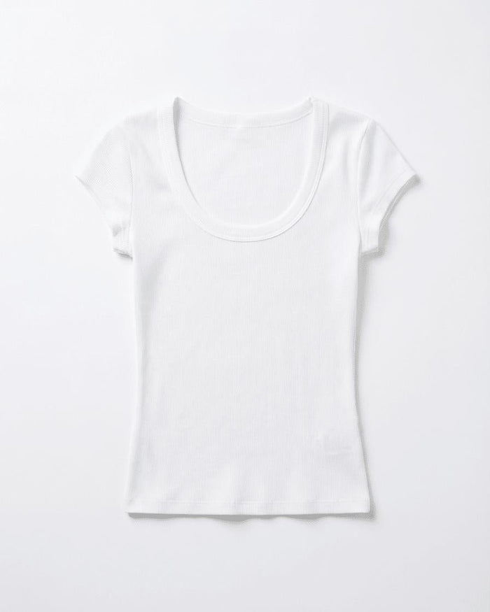 THEA KORTÆRMET T-SHIRT - WHITE