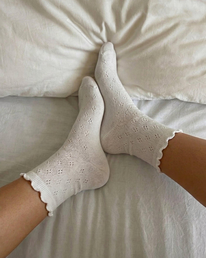 THERESE POINTELLE SOCKS - BRIGHT WHITE
